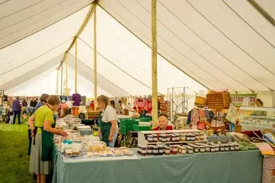 A display of prize vegetables and flowers in the horticulture marquee